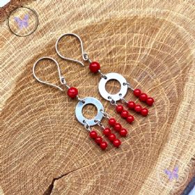 Red Coral Chandelier Earrings